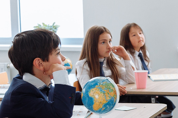 Children sitting at desks